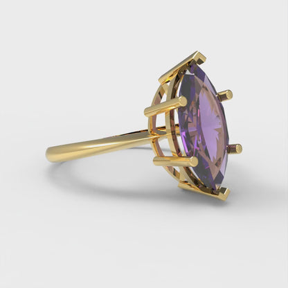 2.5 cttw Natural Amethyst Solitaire  Engagement Ring - Solid Gold (Marquise Cut ,13x6.5mm)