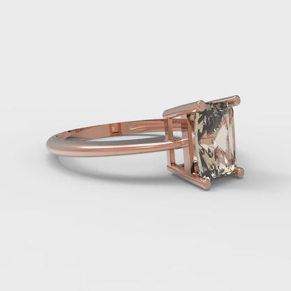 1 cttw Natural Morganite Solitaire  Engagement Ring - Solid Gold (Radiant Cut,7x5mm)