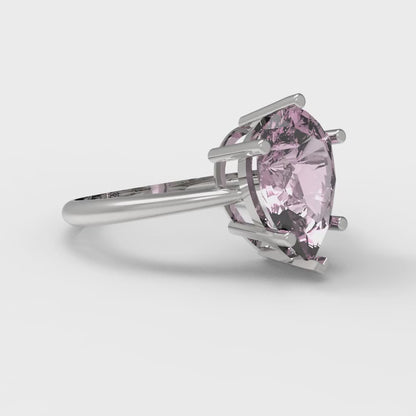 2 cttw Zirconia Simulated Pink Diamond Solitaire  Engagement Ring - Solid Gold (VVS1, Pear Cut,10x7mm)