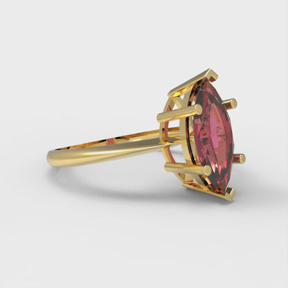 1.5 cttw Natural Garnet Solitaire  Engagement Ring - Solid Gold (Marquise Cut ,11x5.5mm)