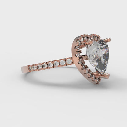 2.285 cttw Moissanite Hidden Halo Engagement Ring - Solid Rose Gold (VVS1, Heart Cut,8mm)