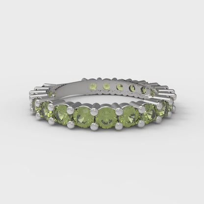 1.26 cttw Natural Peridot Round Cut White Gold Eternity Wedding Band