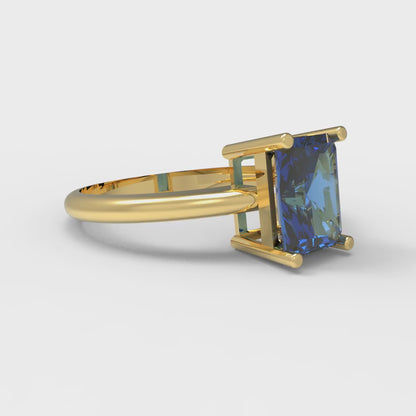 1.75 cttw Simulated Tanzanite Solitaire  Engagement Ring - Solid Gold (Radiant Cut,7.5x5.5mm)