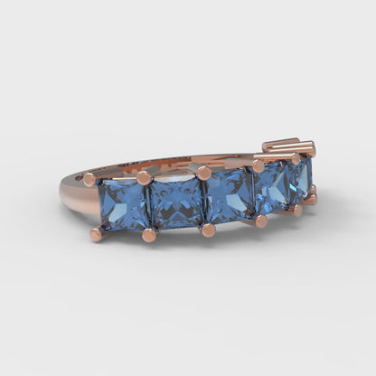 1.75 cttw Simulated Tanzanite Princess Cut Rose Gold Eternity Wedding Band