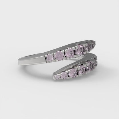 0.235 cttw Simulated Pink Diamond Round Cut White Gold Eternity Wedding Band