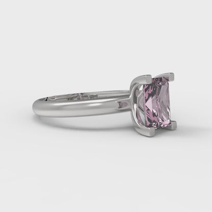 1 cttw Zirconia Simulated Pink Diamond Solitaire  Engagement Ring - Solid Gold (VVS1, Emerald Cut,7X5mm)