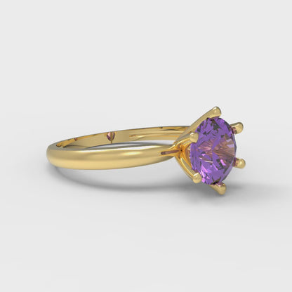 1 cttw Simulated Alexandrite Solitaire  Engagement Ring - Solid Gold (Round Cut,6.5mm)