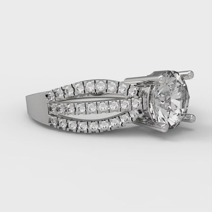 1.27 cttw White Sapphire Solitaire with Zirconia Simulated Diamond Accents Engagement Ring - Solid Gold (Round Cut,6.5mm)