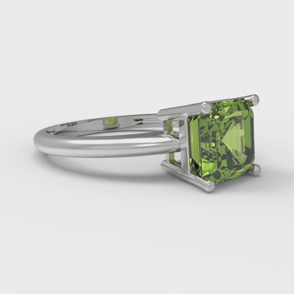 1.5 cttw Natural Peridot Solitaire  Engagement Ring - Solid Gold (Asscher Cut,6.5mm)