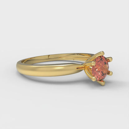 0.5 cttw Zirconia Simulated Red Diamond Solitaire  Engagement Ring - Solid Gold (VVS1, Round Cut,5.0mm)