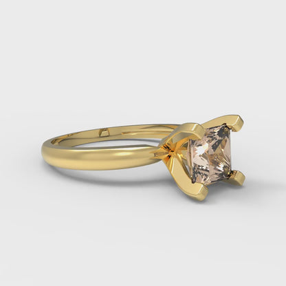 1 cttw Yellow Moissanite Solitaire  Engagement Ring - Solid Gold (Princess Cut,5.5mm)