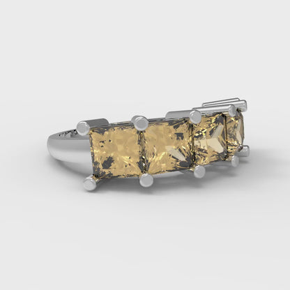 2.5 cttw Simulated Champagne Diamond Princess Cut White Gold Eternity Wedding Band