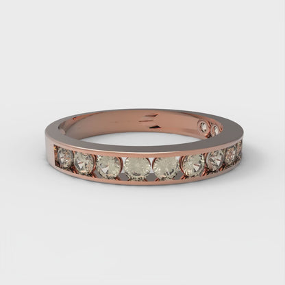 0.39 cttw Natural Morganite Round Cut Rose Gold Eternity Wedding Band