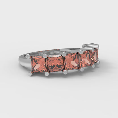 1.75 cttw Simulated Red Diamond Princess Cut White Gold Eternity Wedding Band