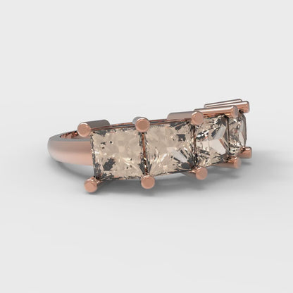 2.5 cttw Yellow Moissanite Princess Cut Rose Gold Eternity Wedding Band