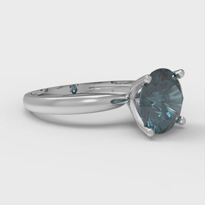 2 cttw Natural London Blue Topaz Solitaire  Engagement Ring - Solid Gold (Round Cut,8.0mm)
