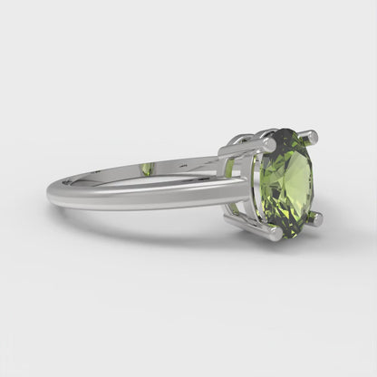 1 cttw Natural Peridot Solitaire  Engagement Ring - Solid Gold (Oval Cut,7x5mm)