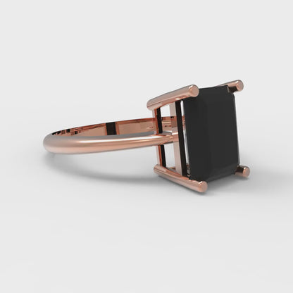 2.5 cttw Natural Onyx Solitaire  Engagement Ring - Solid Gold (Radiant Cut,8.5x6.5mm)