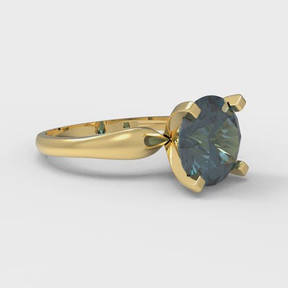 2.5 cttw Natural London Blue Topaz Solitaire  Engagement Ring - Solid Gold (Round Cut,8.5mm)