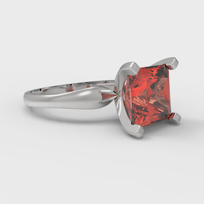 2.5 cttw Zirconia Simulated Red Diamond Solitaire  Engagement Ring - Solid Gold (VVS1, Princess Cut,7.5mm)