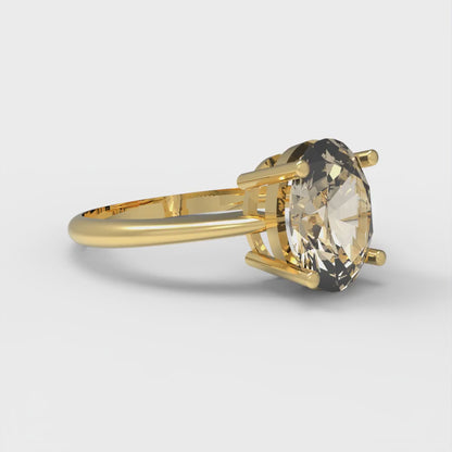 2 cttw Natural Morganite Solitaire  Engagement Ring - Solid Yellow Gold (VVS1, Oval Cut,9x7mm)