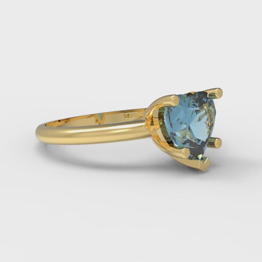 2 cttw Natural Swiss Blue Topaz Solitaire  Engagement Ring - Solid Gold (Heart Cut,8mm)
