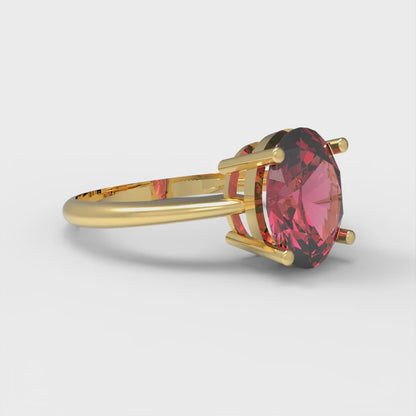 2 cttw Simulated Pink Tourmaline Solitaire  Engagement Ring - Solid Yellow Gold (VVS1, Oval Cut,9x7mm)
