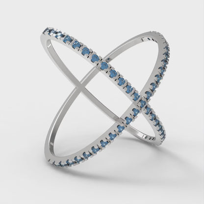 0.245 cttw Simulated Tanzanite Statement Engagement Ring - Solid Gold (Round Cut,1.0mm)