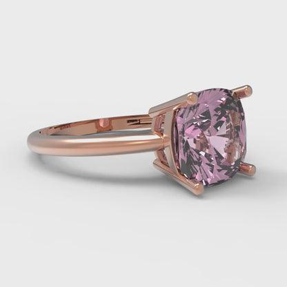 2.5 cttw Zirconia Simulated Pink Diamond Solitaire  Engagement Ring - Solid Gold (VVS1, Cushion Cut,8mm)