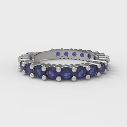 1.26 cttw Simulated Blue Sapphire Round Cut White Gold Eternity Wedding Band
