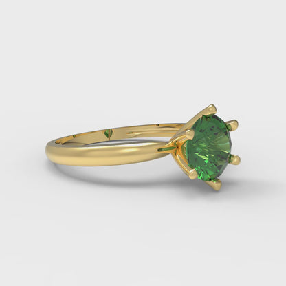 1 cttw Simulated Emerald Solitaire  Engagement Ring - Solid Gold (Round Cut,6.5mm)