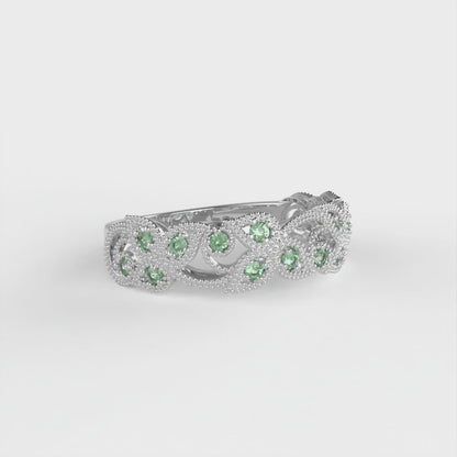 0.17 cttw Simulated Emerald Round Cut White Gold Eternity Wedding Band