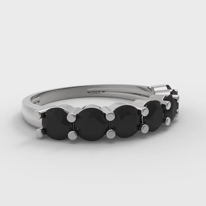 1.19 cttw Natural Onyx Round Cut White Gold Eternity Wedding Band