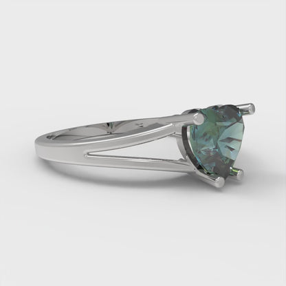 1 cttw Blue Moissanite Solitaire  Engagement Ring - Solid Gold (Heart Cut,6.5mm)