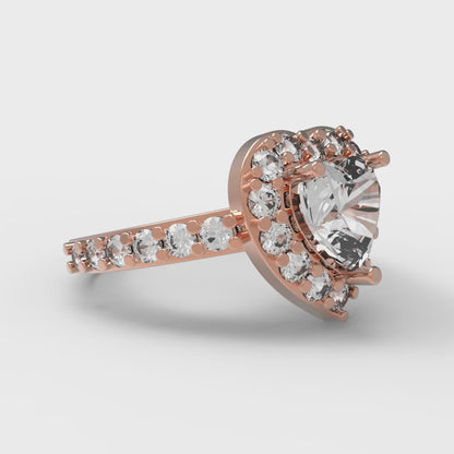 2.03 cttw Certified Moissanite Hidden Halo Engagement Ring - Solid Gold (VVS1, D-F,Heart Cut,7.0mm)