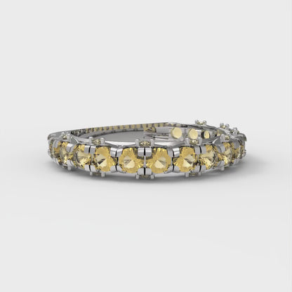 3.13 cttw Natural Citrine Round Cut White Gold Eternity Wedding Band