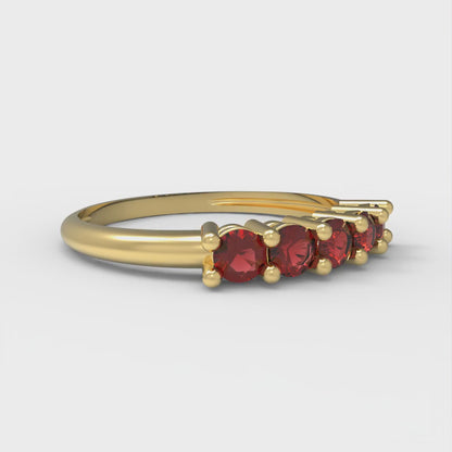 0.35 cttw Natural Garnet Round Cut Yellow Gold Eternity Wedding Band