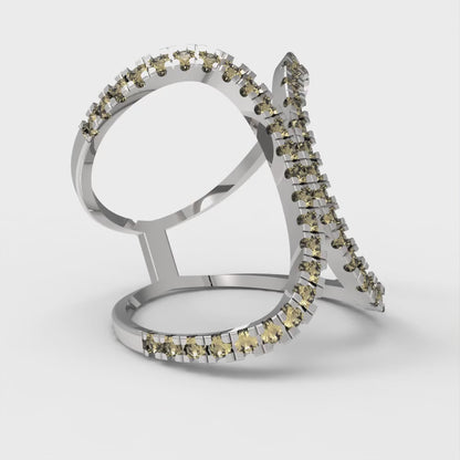 0.5 cttw Natural Citrine Statement Engagement Ring - Solid White Gold (VVS1, Round Cut,1.3mm)