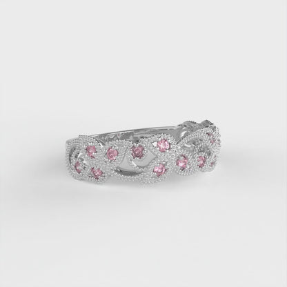 0.17 cttw Simulated Ruby Round Cut White Gold Eternity Wedding Band