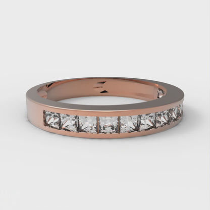 0.78 cttw White Sapphire Princess Cut Rose Gold Eternity Wedding Band
