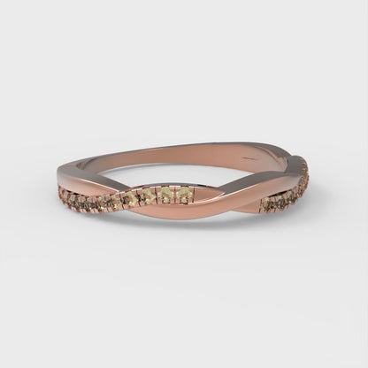 0.16 cttw Natural Citrine Round Cut Rose Gold Eternity Wedding Band