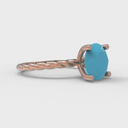 2 cttw Simulated Turquoise Solitaire  Engagement Ring - Solid Gold (Round Cut,8.0mm)