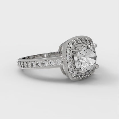 1.335 cttw Certified Moissanite Solitaire with Zirconia Simulated Diamond Accents Engagement Ring - Solid Gold (VVS1, D-F,Round Cut,6.5mm)