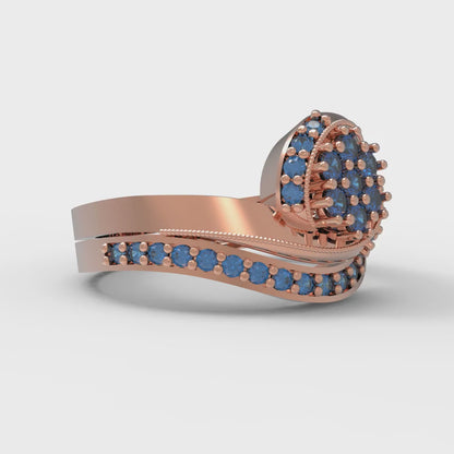 0.4 cttw Round Cut Simulated Tanzanite Bridal Set - Solid Rose Gold Engagement Ring & Wedding Band