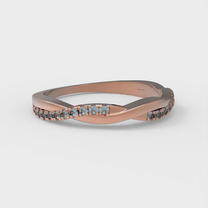 0.16 cttw Natural Swiss Blue Topaz Round Cut Rose Gold Eternity Wedding Band