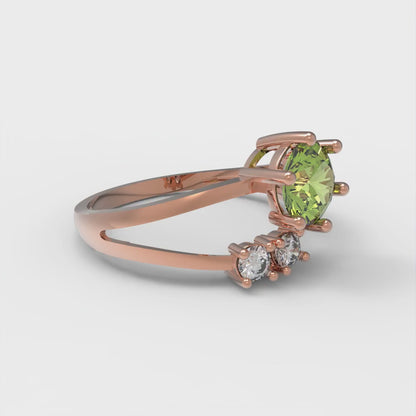 0.87 cttw Natural Peridot Three-Stone Engagement Ring - Solid Gold (Round Cut,6.0mm)