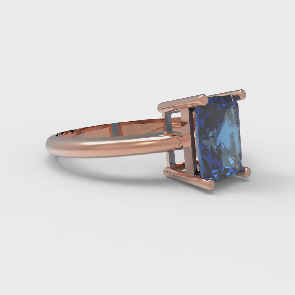 1.75 cttw Simulated Tanzanite Solitaire  Engagement Ring - Solid Gold (Radiant Cut,7.5x5.5mm)