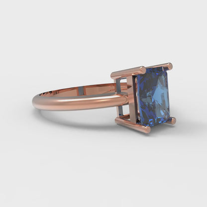 1.75 cttw Simulated Tanzanite Solitaire  Engagement Ring - Solid Gold (Radiant Cut,7.5x5.5mm)