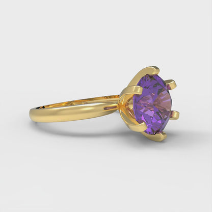 3 cttw Simulated Alexandrite Solitaire  Engagement Ring - Solid Gold (Round Cut,9mm)