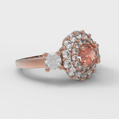 1.4 cttw Zirconia Simulated Red Diamond Hidden Halo Engagement Ring - Solid Gold (VVS1, Round Cut,5.0mm)